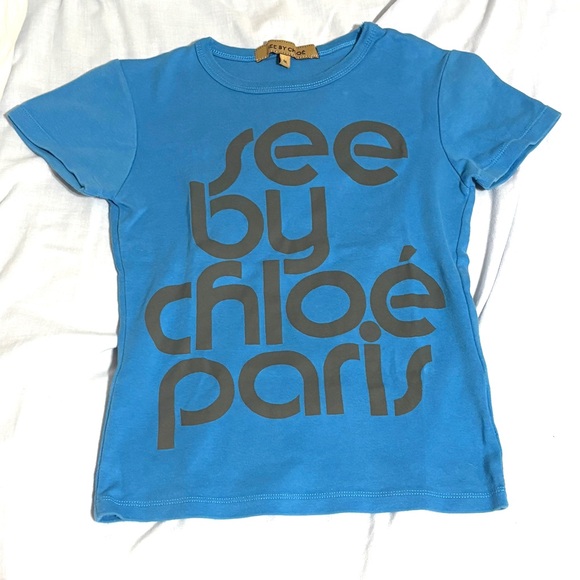 See By Chloe Baby Tee in Blue - Picture 1 of 4